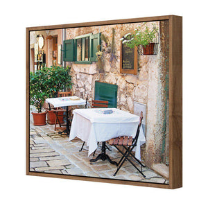 Street Café, Square | Standard Canvas | Floating Frame | Natural