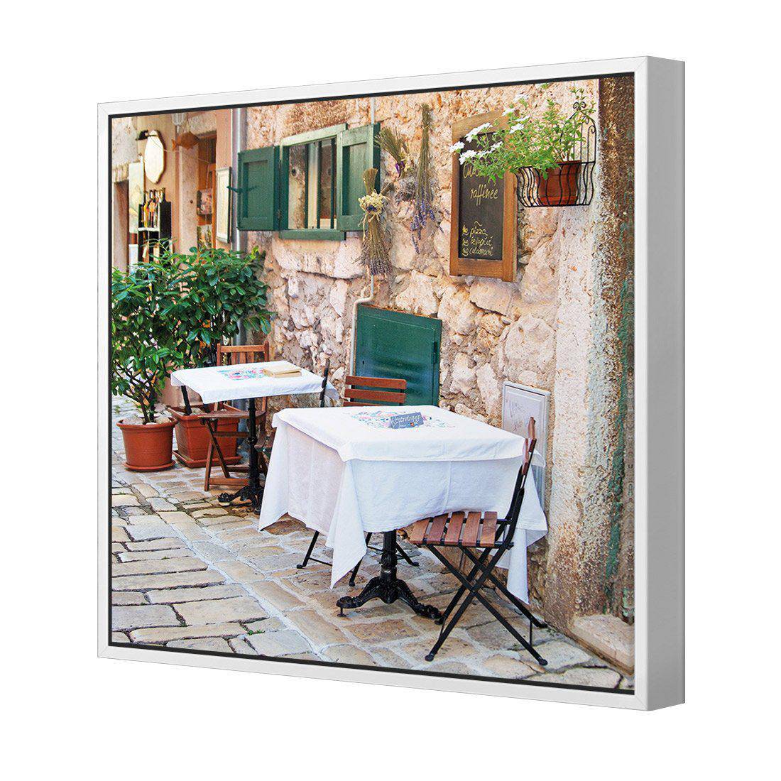 Street Café, Square | Standard Canvas | Floating Frame | White