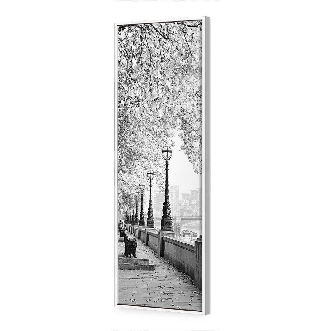 London Riverwalk, B&W Canvas Art-Canvas-Wall Art Designs-60x20cm-Canvas - White Frame-Wall Art Designs
