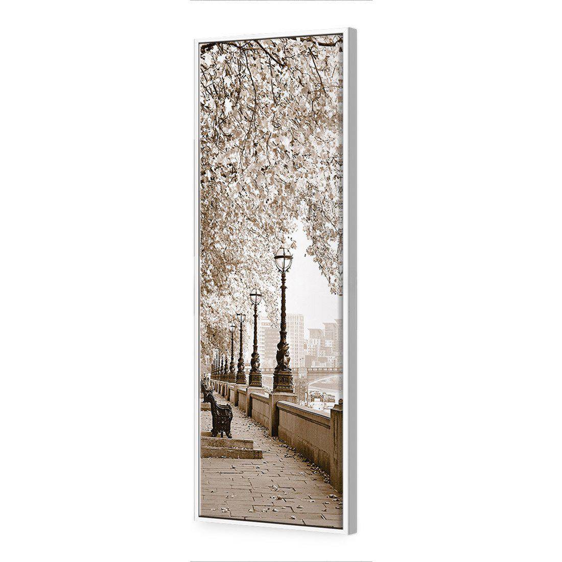 London Riverwalk, Sepia, Long Canvas Art-Canvas-Wall Art Designs-60x20cm-Canvas - White Frame-Wall Art Designs