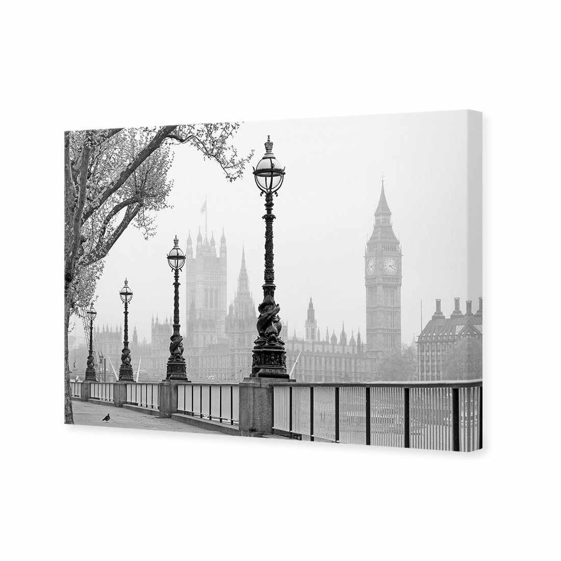 Misty London, B&W Canvas Art-Canvas-Wall Art Designs-45x30cm-Canvas - No Frame-Wall Art Designs