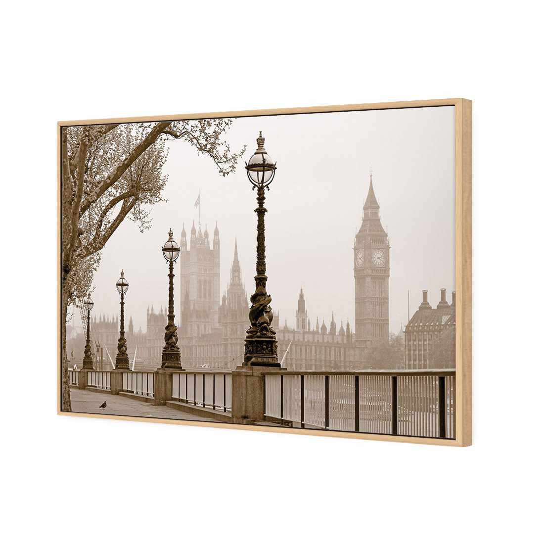 Misty London, Sepia Canvas Art-Canvas-Wall Art Designs-45x30cm-Canvas - Oak Frame-Wall Art Designs