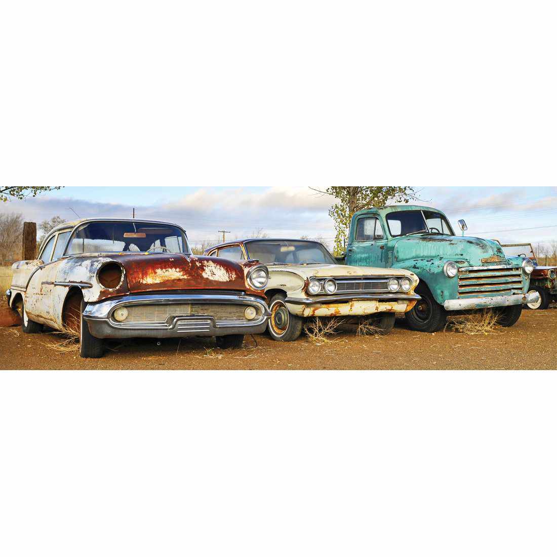Row Of Rusty Cars Canvas Art-Canvas-Wall Art Designs-60x20cm-Canvas - No Frame-Wall Art Designs