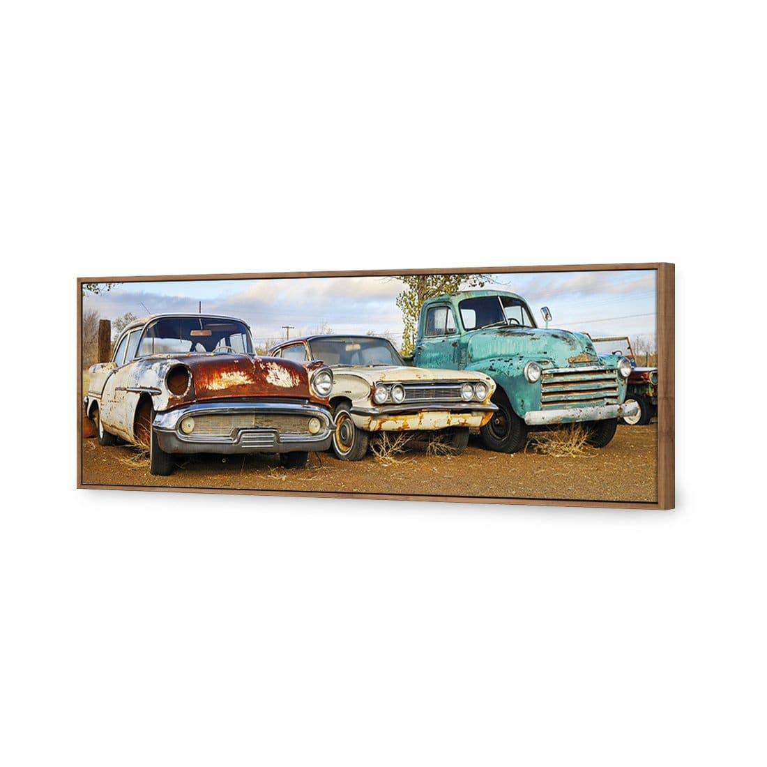 Row Of Rusty Cars Canvas Art-Canvas-Wall Art Designs-60x20cm-Canvas - Natural Frame-Wall Art Designs