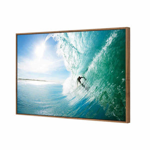 Surfer Under Wave | Classic Canvas | Floating Frame | Natural