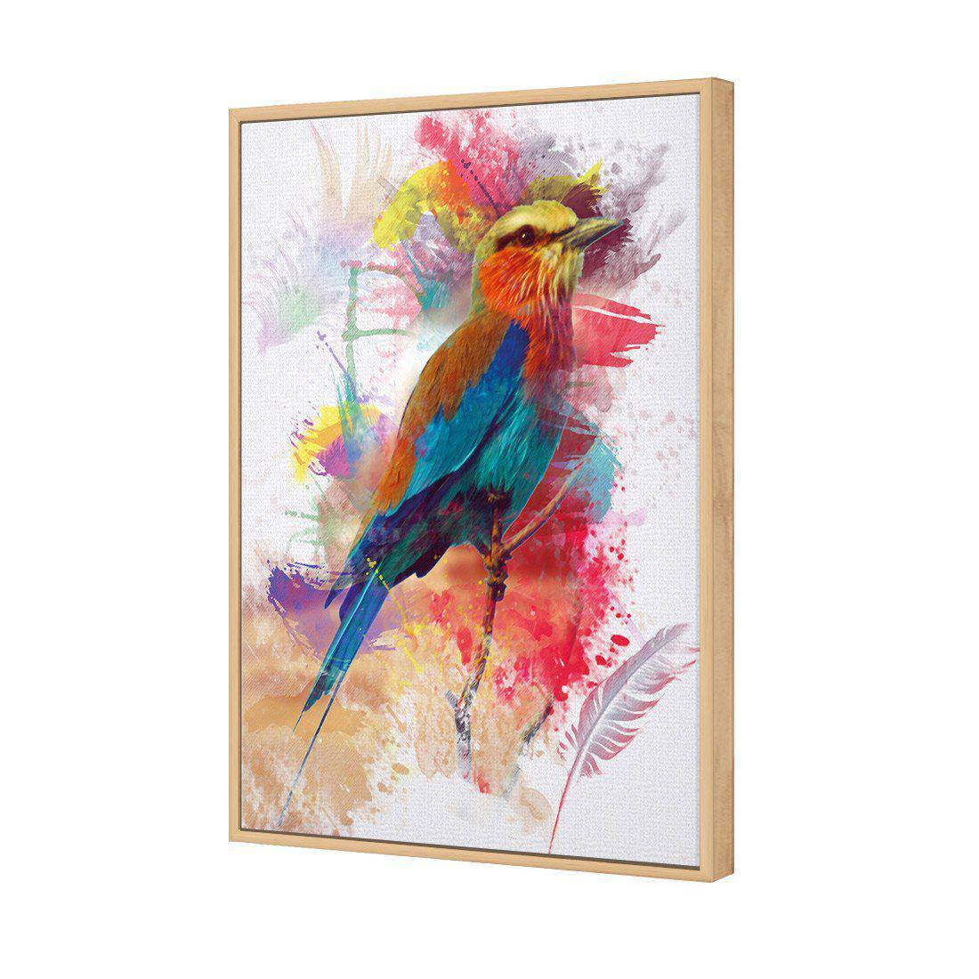 Painted Bird And Feathers Canvas Art-Canvas-Wall Art Designs-45x30cm-Canvas - Oak Frame-Wall Art Designs