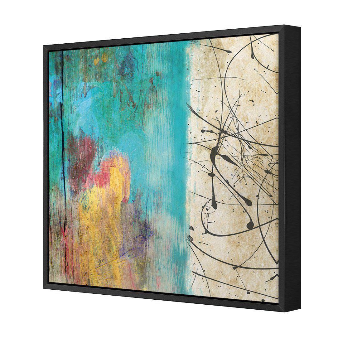Painted Grunge Splatter, Square | Standard Canvas | Floating Frame | Black