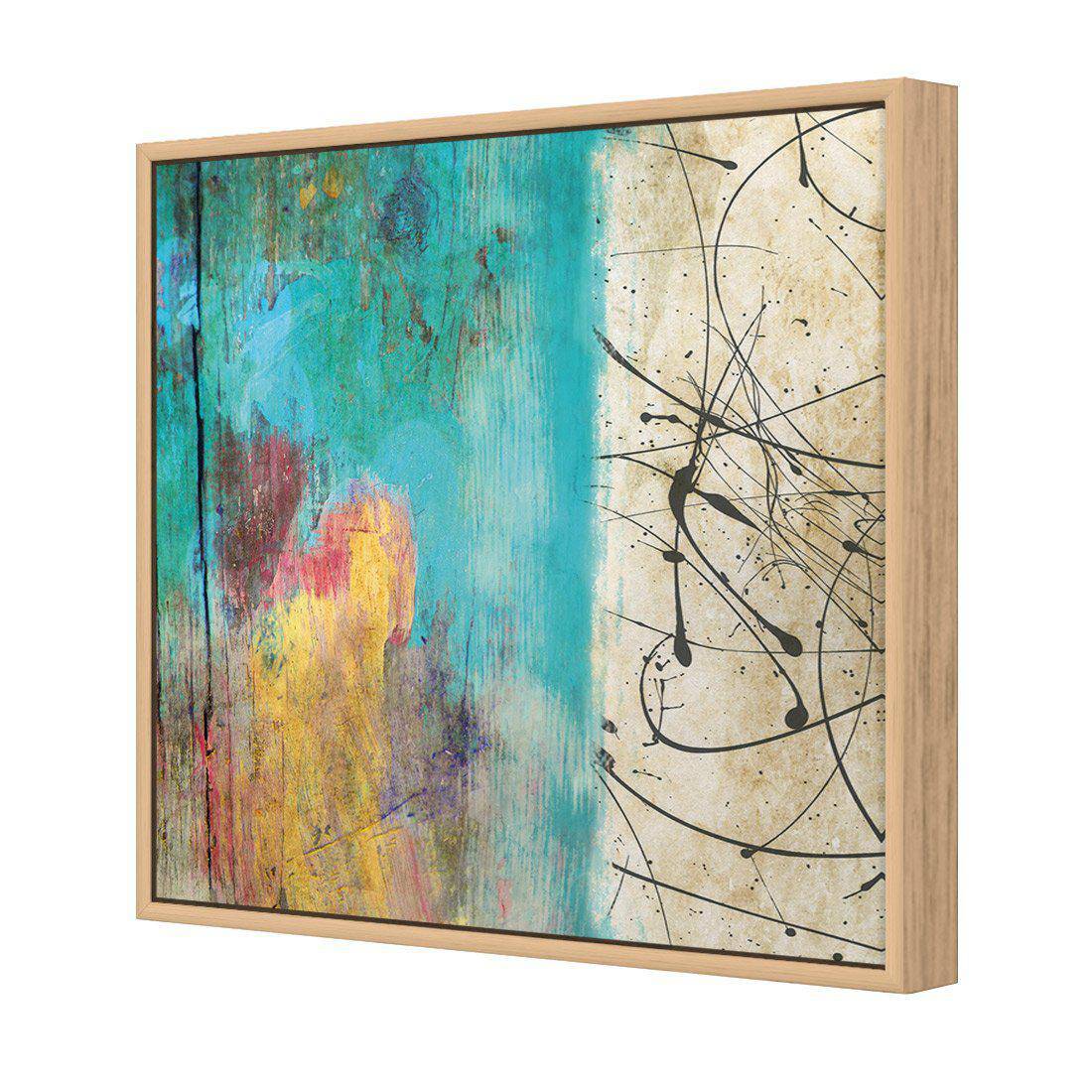 Painted Grunge Splatter, Square | Standard Canvas | Floating Frame | Oak