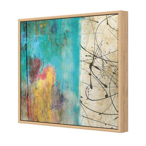 Painted Grunge Splatter, Square | Standard Canvas | Floating Frame | Oak