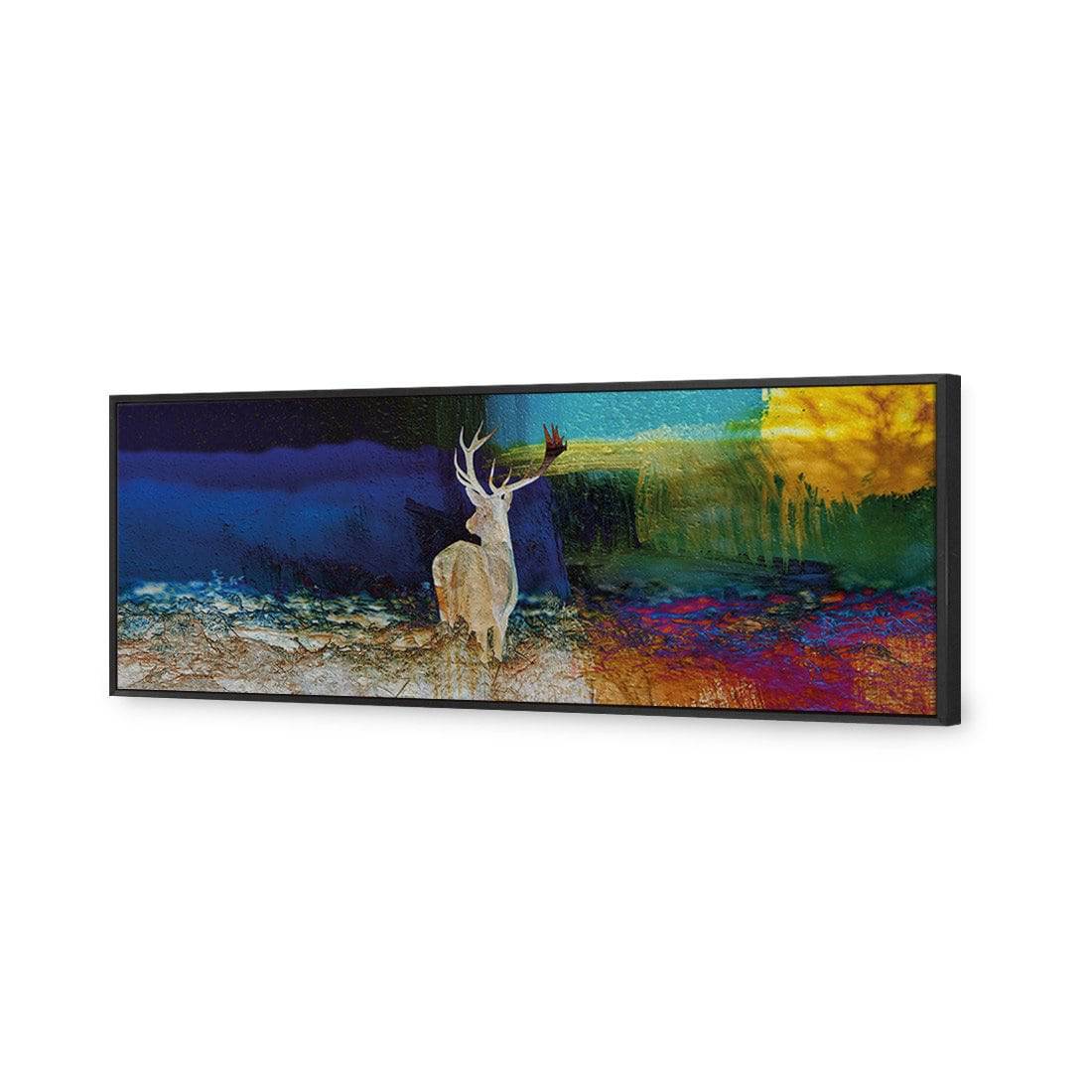 Stag In Confusion Canvas Art-Canvas-Wall Art Designs-60x20cm-Canvas - Black Frame-Wall Art Designs