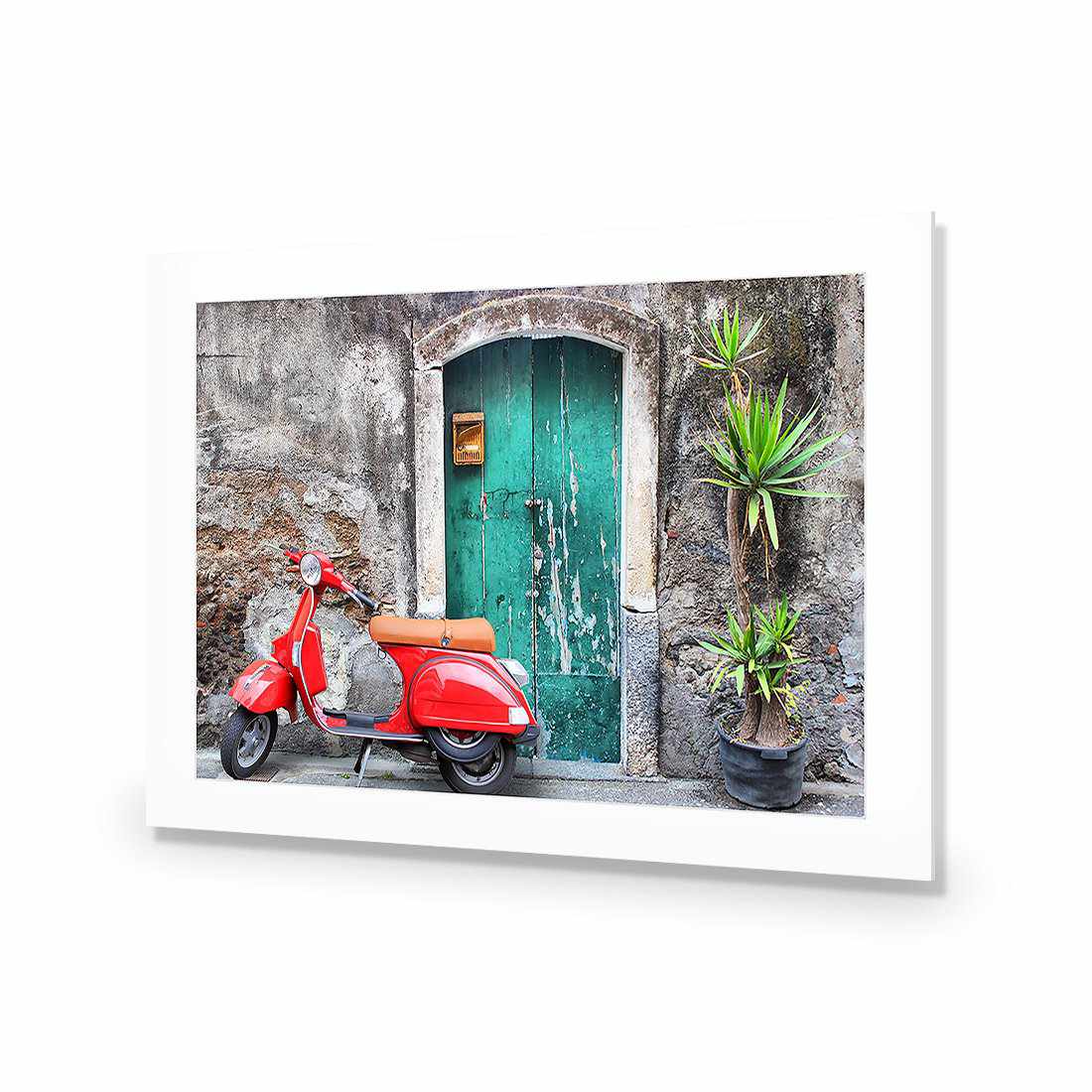Vintage Door And Scooter-Acrylic-Wall Art Design-With Border-Acrylic - No Frame-45x30cm-Wall Art Designs