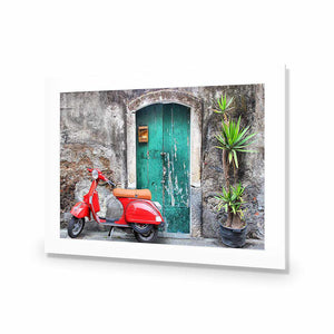Vintage Door And Scooter | Classic Acrylic | No Frame With Border