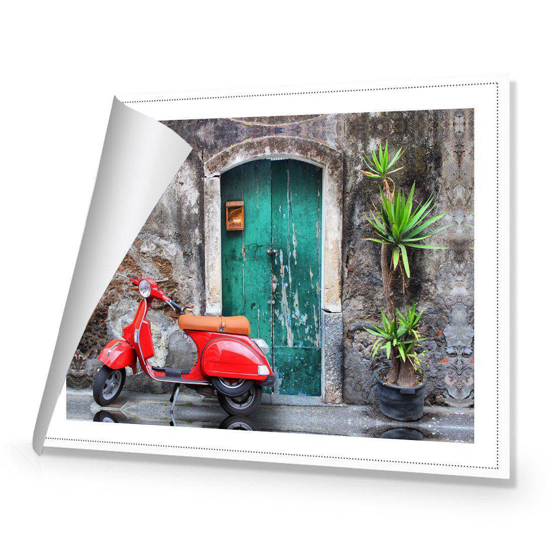 Vintage Door And Scooter | Classic Canvas | No Frame | Rolled Canvas