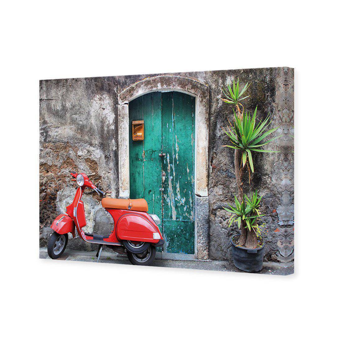 Vintage Door And Scooter | Classic Canvas | No Frame | Stretched Canvas