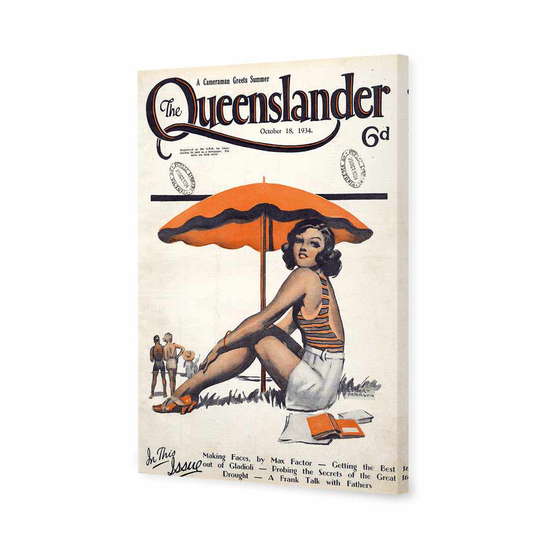 Queenslander Orange Umbrella Girl | Standard Canvas | No Frame | Stretched Canvas