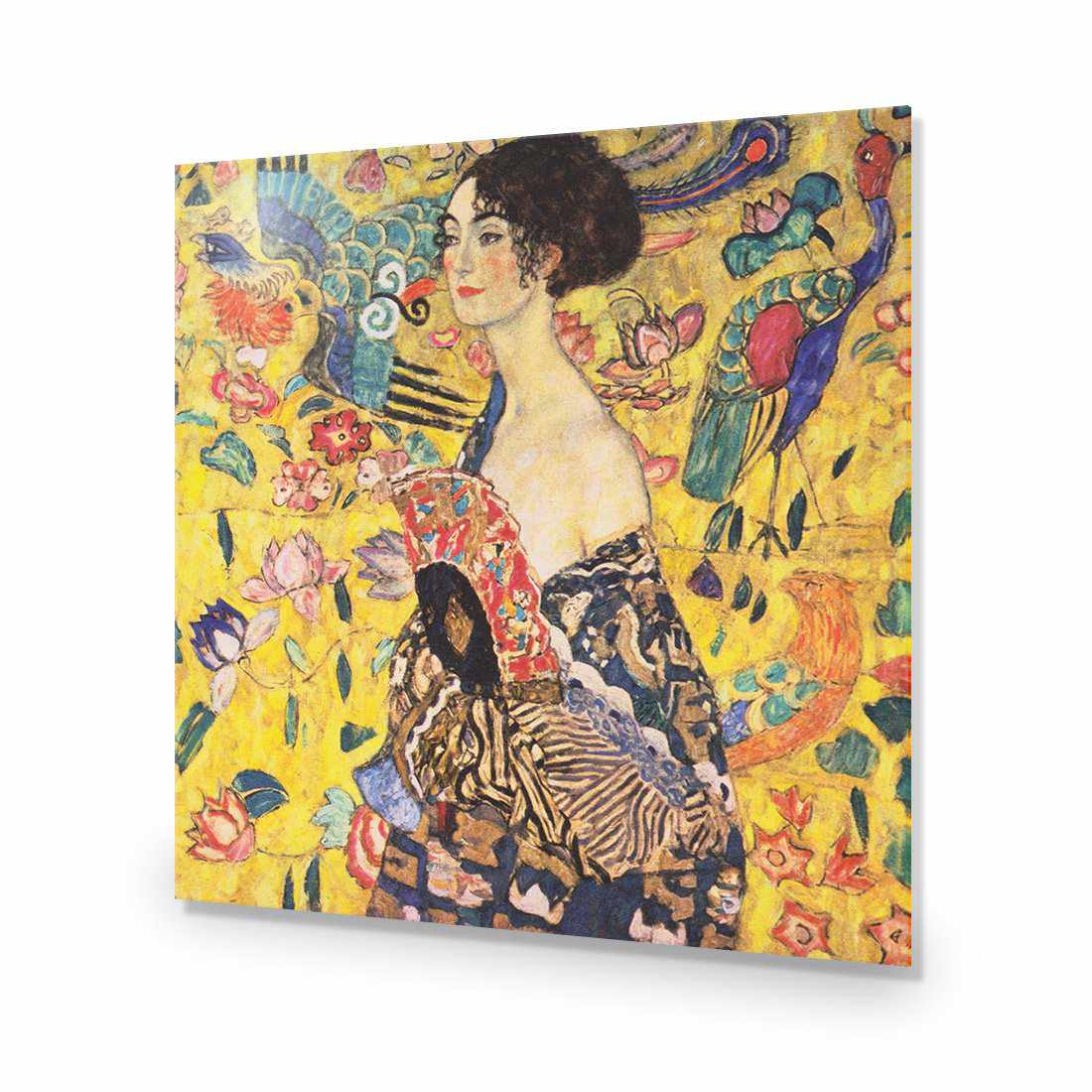 Lady With Fan - Gustav Klimt, Square-Acrylic-Wall Art Design-Without Border-Acrylic - No Frame-37x37cm-Wall Art Designs