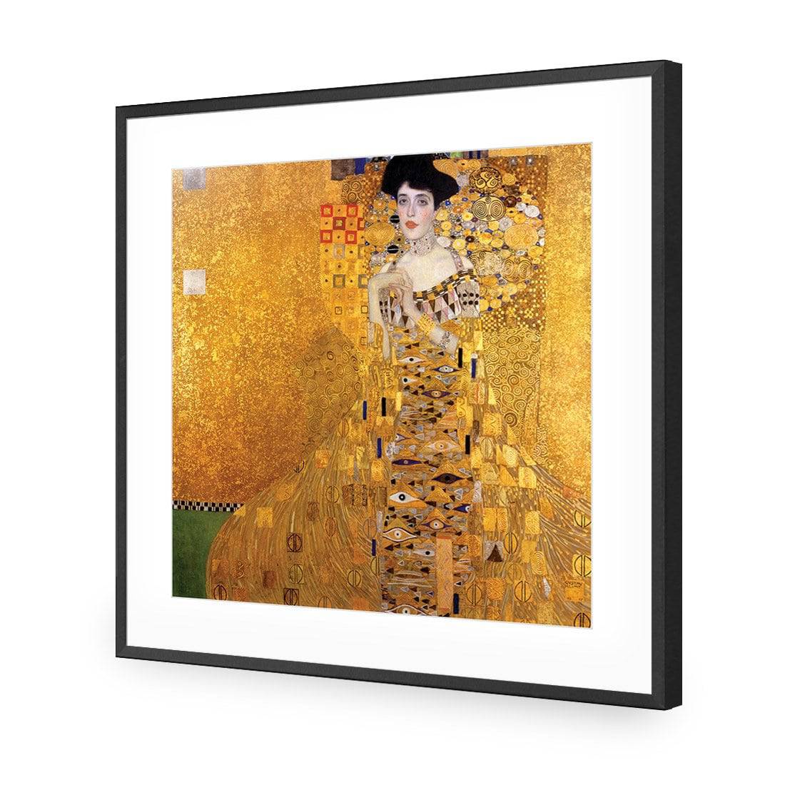 Portrait Of Adele Bloch-Bauer - Gustav Klimt, Square-Acrylic-Wall Art Design-With Border-Acrylic - Black Frame-37x37cm-Wall Art Designs