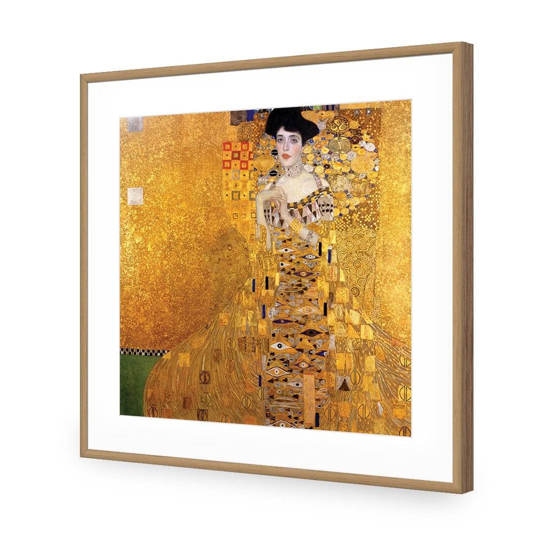 Portrait Of Adele Bloch-Bauer - Gustav Klimt, Square-Acrylic-Wall Art Design-With Border-Acrylic - Oak Frame-37x37cm-Wall Art Designs