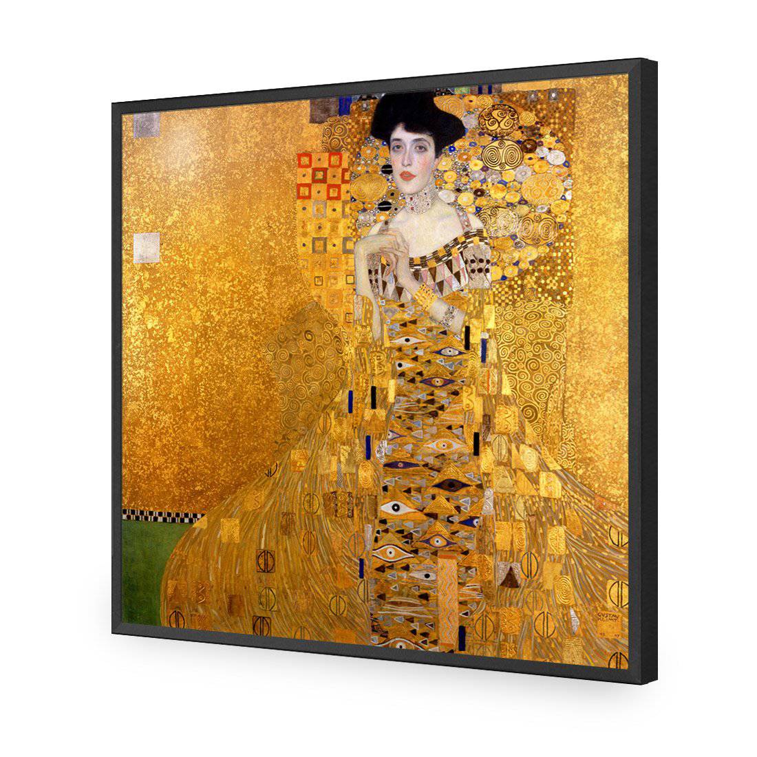 Portrait Of Adele Bloch-Bauer - Gustav Klimt, Square-Acrylic-Wall Art Design-Without Border-Acrylic - Black Frame-37x37cm-Wall Art Designs