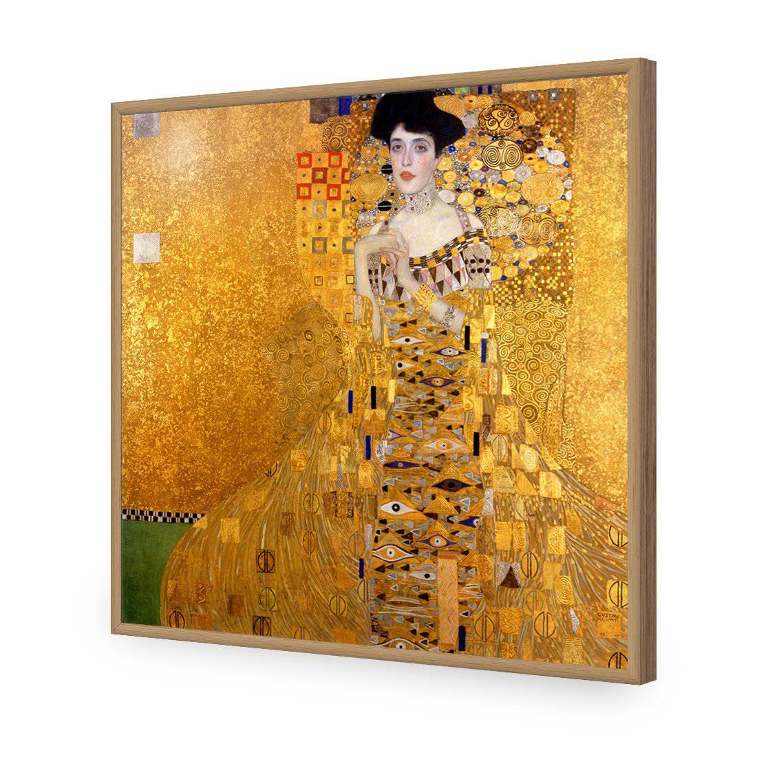 Portrait Of Adele Bloch-Bauer - Gustav Klimt, Square-Acrylic-Wall Art Design-Without Border-Acrylic - Oak Frame-37x37cm-Wall Art Designs