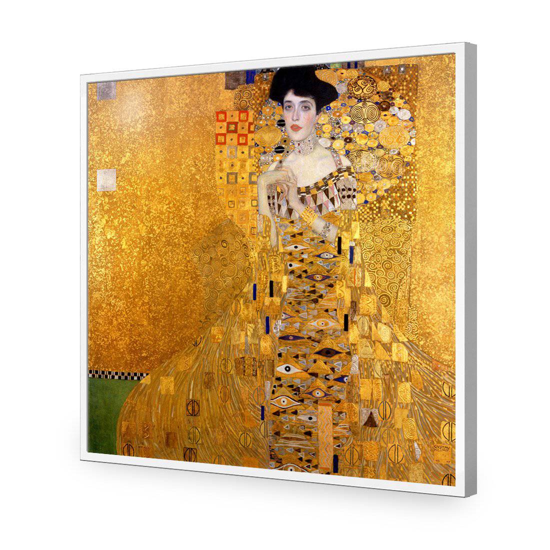 Portrait Of Adele Bloch-Bauer - Gustav Klimt, Square-Acrylic-Wall Art Design-Without Border-Acrylic - White Frame-37x37cm-Wall Art Designs