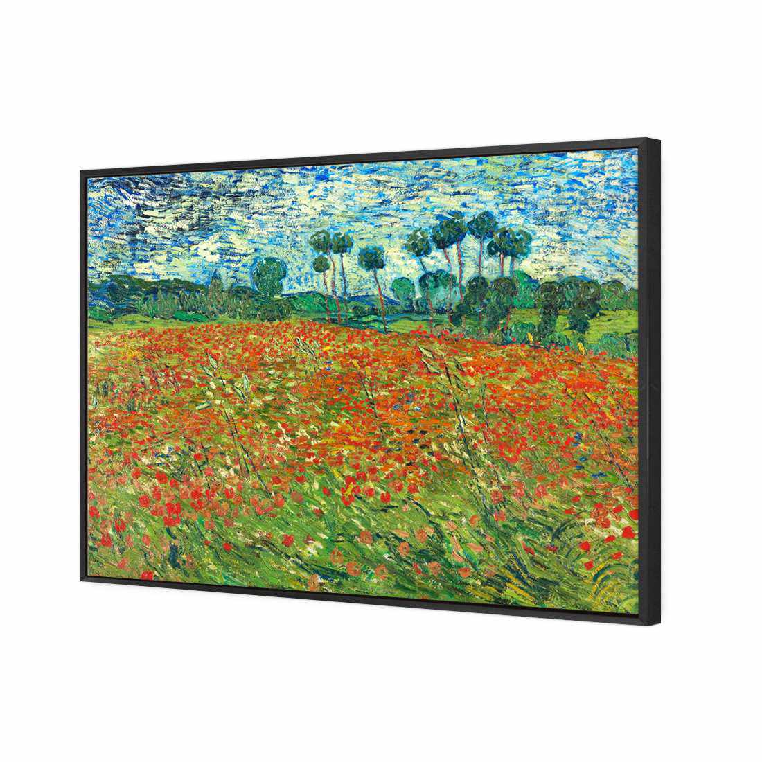 Poppy Field by Van Gogh Canvas Art-Canvas-Wall Art Designs-45x30cm-Canvas - Black Frame-Wall Art Designs