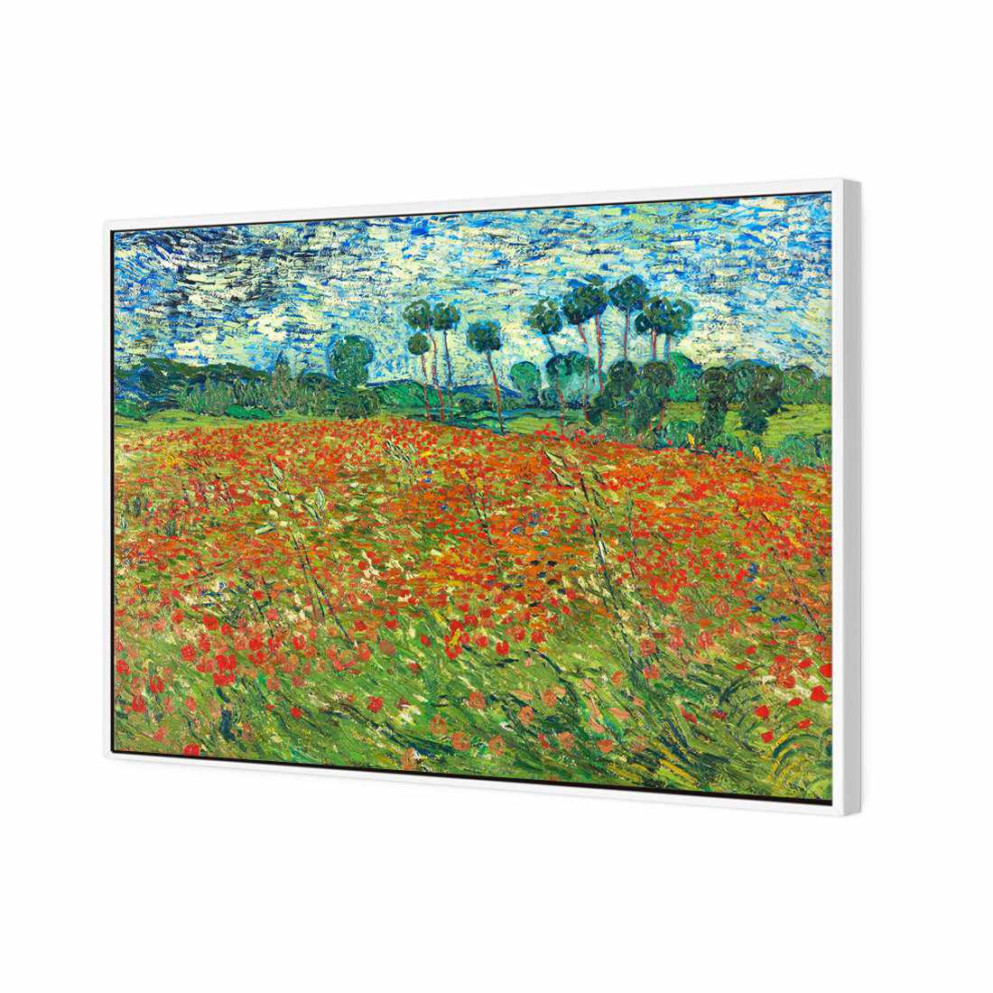 Poppy Field by Van Gogh Canvas Art-Canvas-Wall Art Designs-45x30cm-Canvas - White Frame-Wall Art Designs