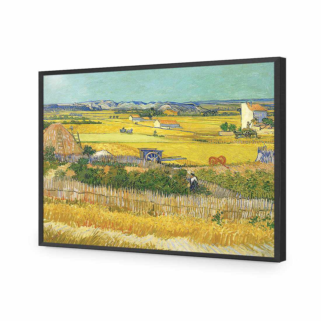 Harvest - Van Gogh-Acrylic-Wall Art Design-Without Border-Acrylic - Black Frame-45x30cm-Wall Art Designs