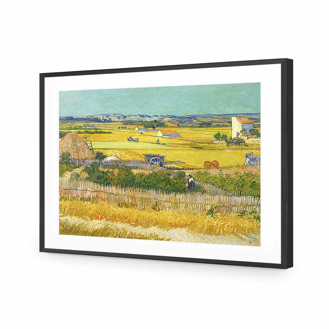Harvest - Van Gogh-Acrylic-Wall Art Design-With Border-Acrylic - Black Frame-45x30cm-Wall Art Designs