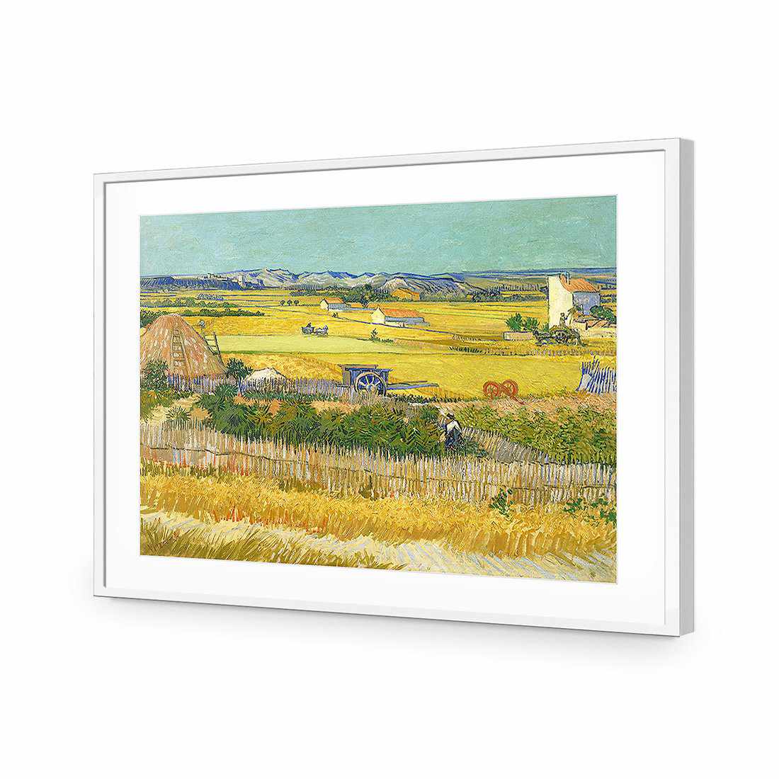 Harvest - Van Gogh-Acrylic-Wall Art Design-With Border-Acrylic - White Frame-45x30cm-Wall Art Designs