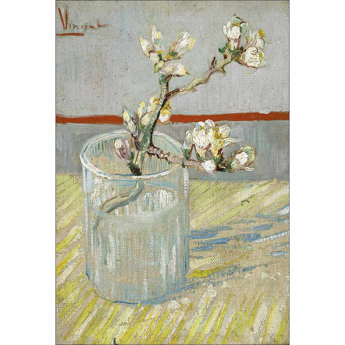 Sprig Of Flowering Almond In A Vase by Van Gogh