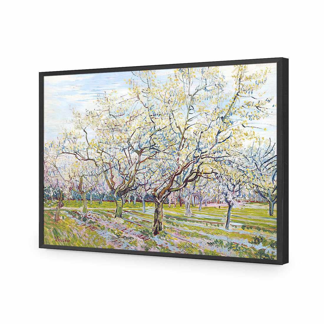 The White Orchard - Van Gogh-Acrylic-Wall Art Design-Without Border-Acrylic - Black Frame-45x30cm-Wall Art Designs