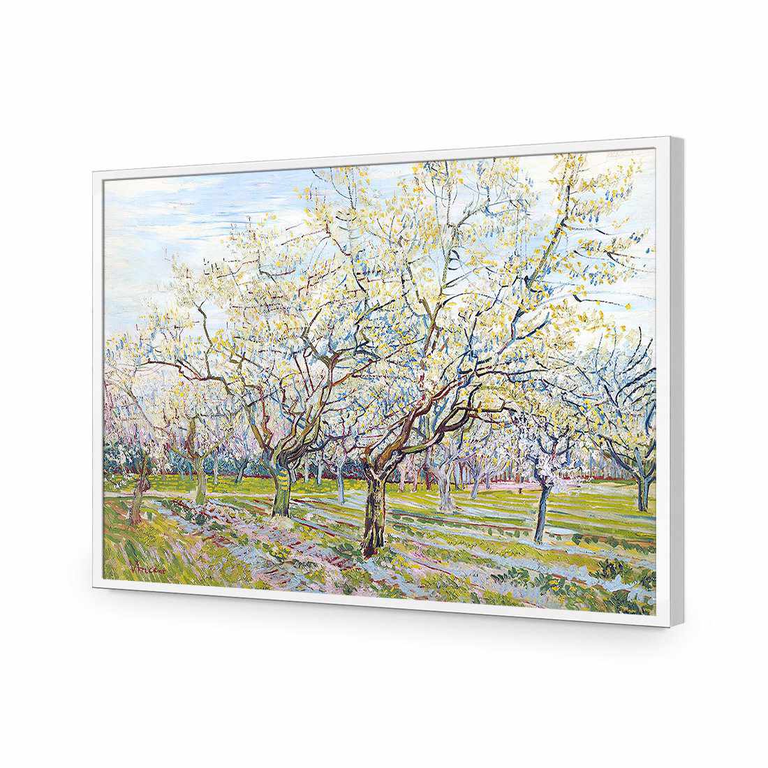 The White Orchard - Van Gogh-Acrylic-Wall Art Design-Without Border-Acrylic - White Frame-45x30cm-Wall Art Designs