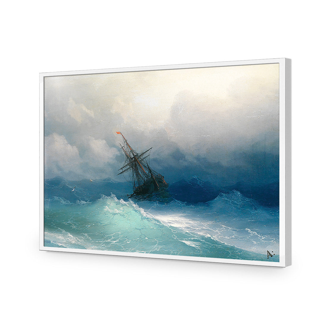Caught In A Storm - Ivan Aivazovsky Acrylic Glass Art-Acrylic-Wall Art Design-Without Border-Acrylic - White Frame-45x30cm-Wall Art Designs