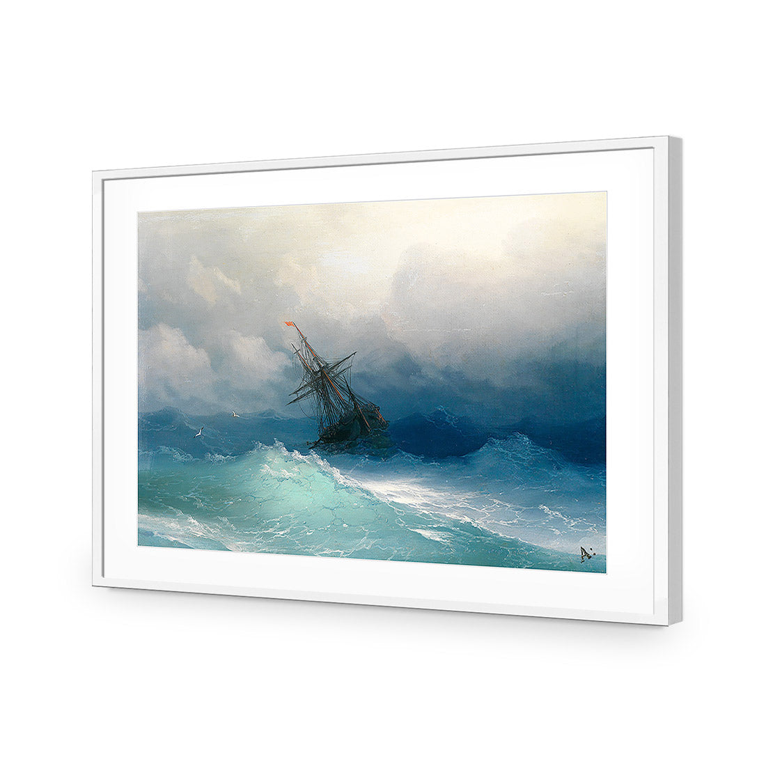 Caught In A Storm - Ivan Aivazovsky Acrylic Glass Art-Acrylic-Wall Art Design-With Border-Acrylic - White Frame-45x30cm-Wall Art Designs