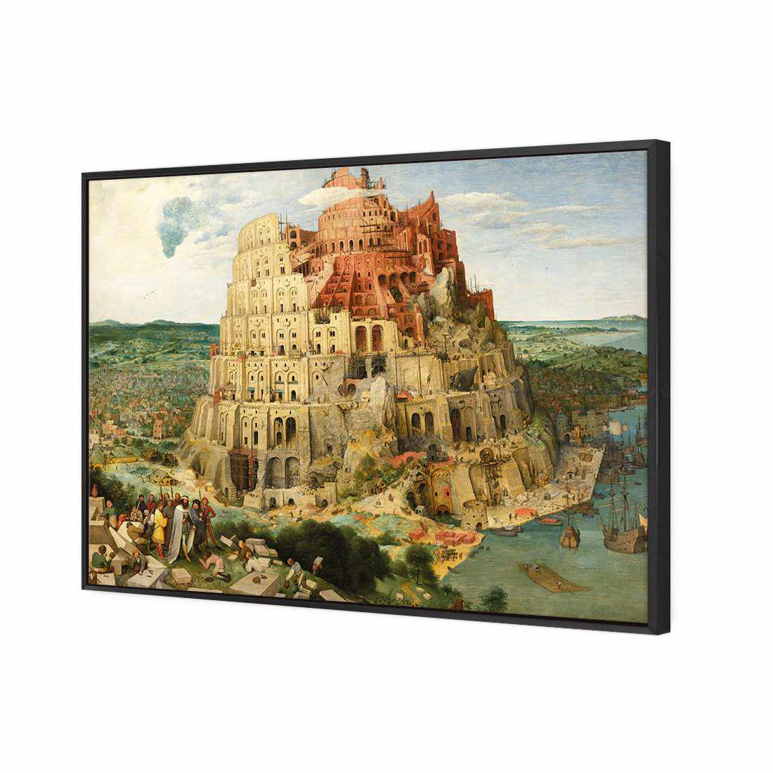 Tower Of Babel - Pieter Bruegel The Elder Canvas Art-Canvas-Wall Art Designs-45x30cm-Canvas - Black Frame-Wall Art Designs
