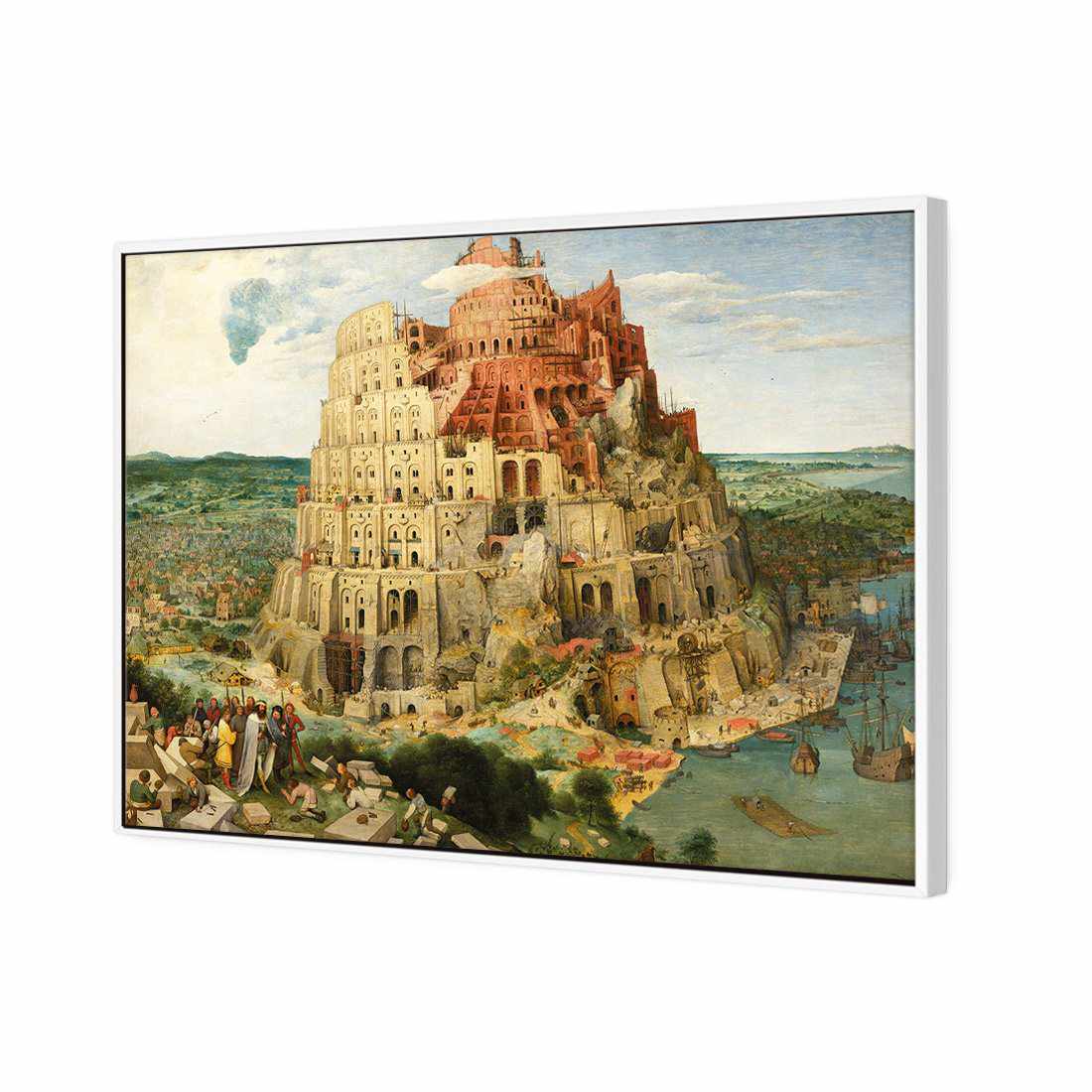 Tower Of Babel - Pieter Bruegel The Elder Canvas Art-Canvas-Wall Art Designs-45x30cm-Canvas - White Frame-Wall Art Designs