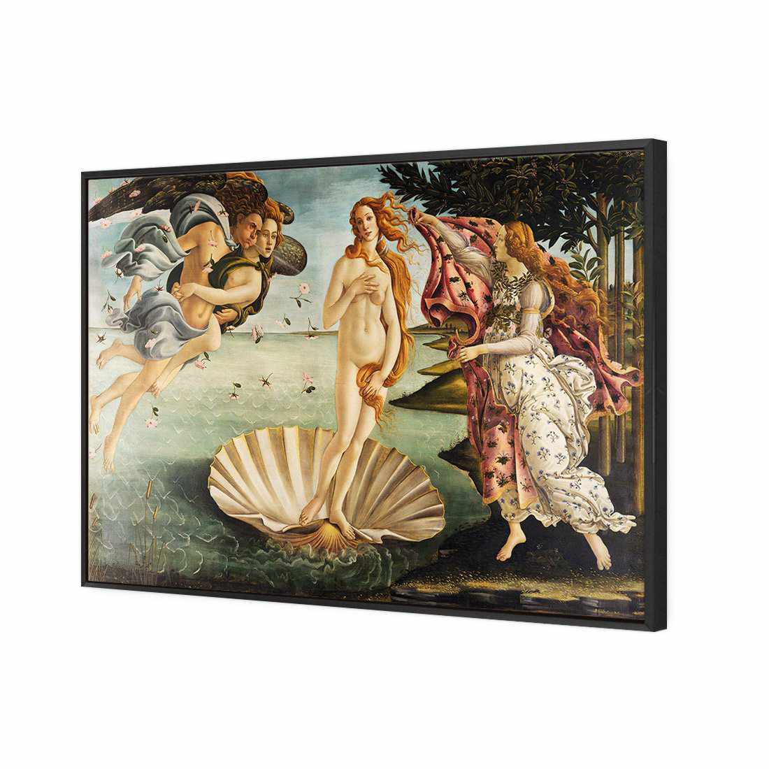 The Birth Of Venus - Botticelli Canvas Art-Canvas-Wall Art Designs-45x30cm-Canvas - Black Frame-Wall Art Designs