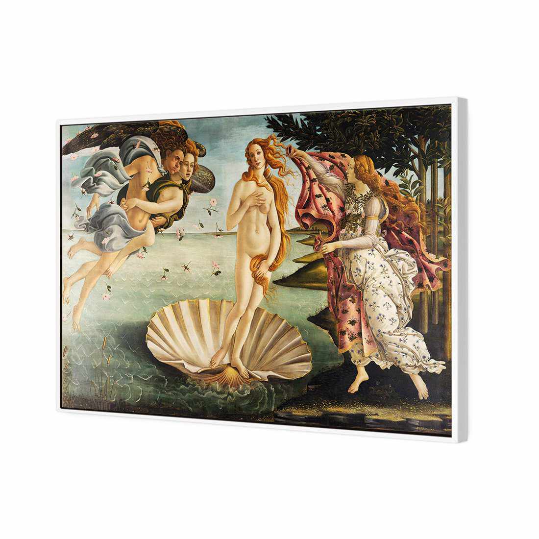 The Birth Of Venus - Botticelli Canvas Art-Canvas-Wall Art Designs-45x30cm-Canvas - White Frame-Wall Art Designs