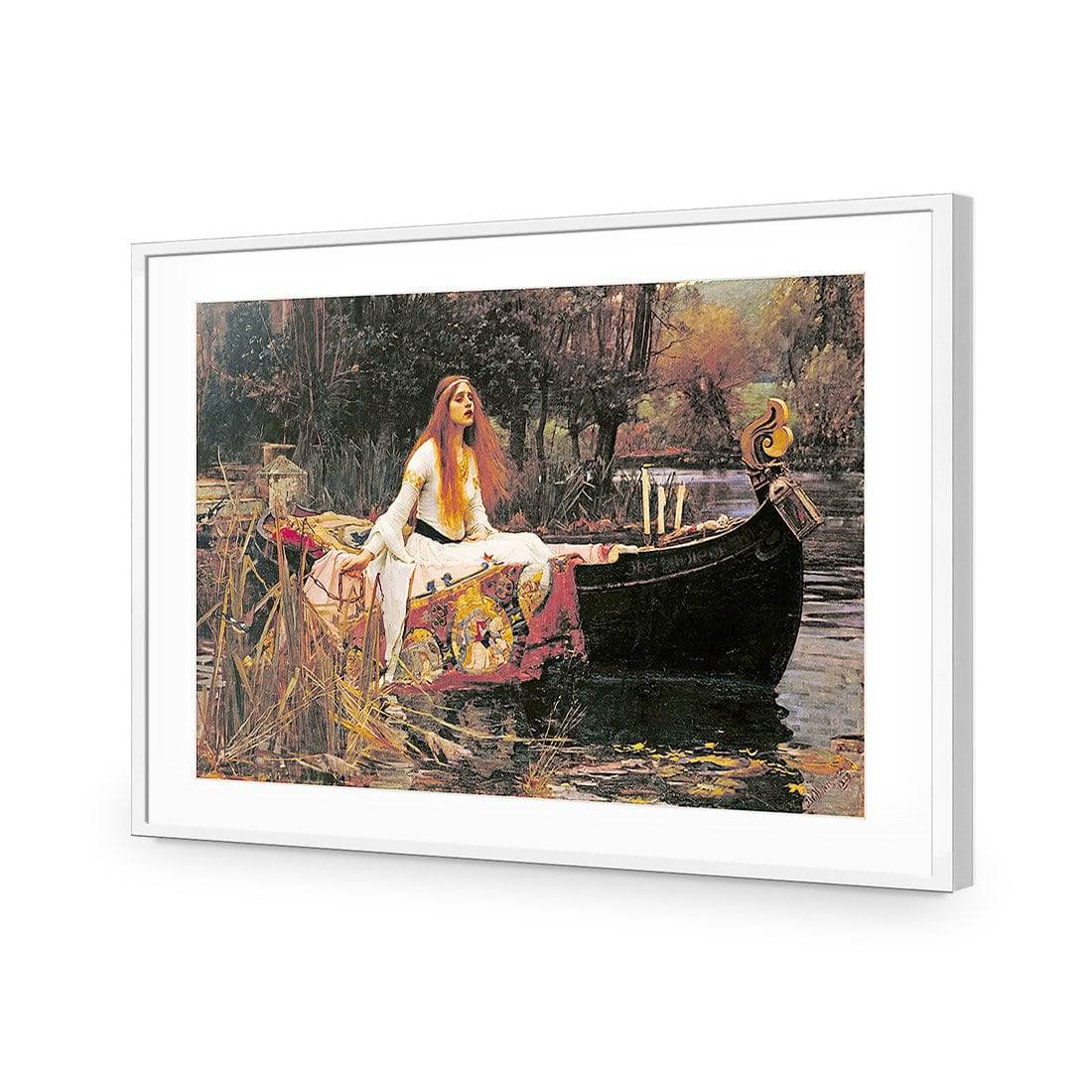 The Lady Of Shalott - Waterhouse-Acrylic-Wall Art Design-With Border-Acrylic - White Frame-45x30cm-Wall Art Designs