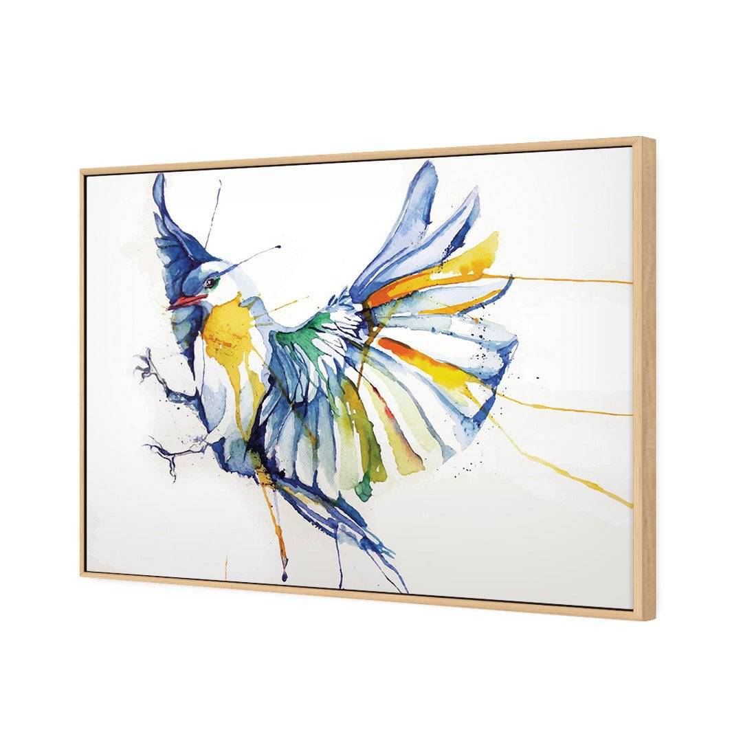Watercolour Bird | Standard Canvas | Floating Frame | Oak