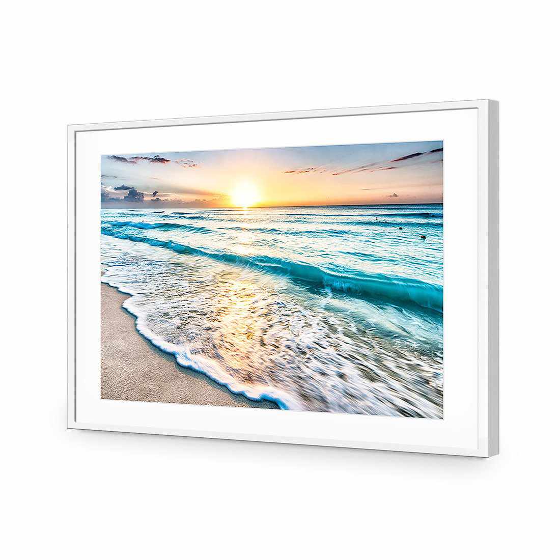 Glimmering Sunrise-Acrylic-Wall Art Design-With Border-Acrylic - White Frame-45x30cm-Wall Art Designs