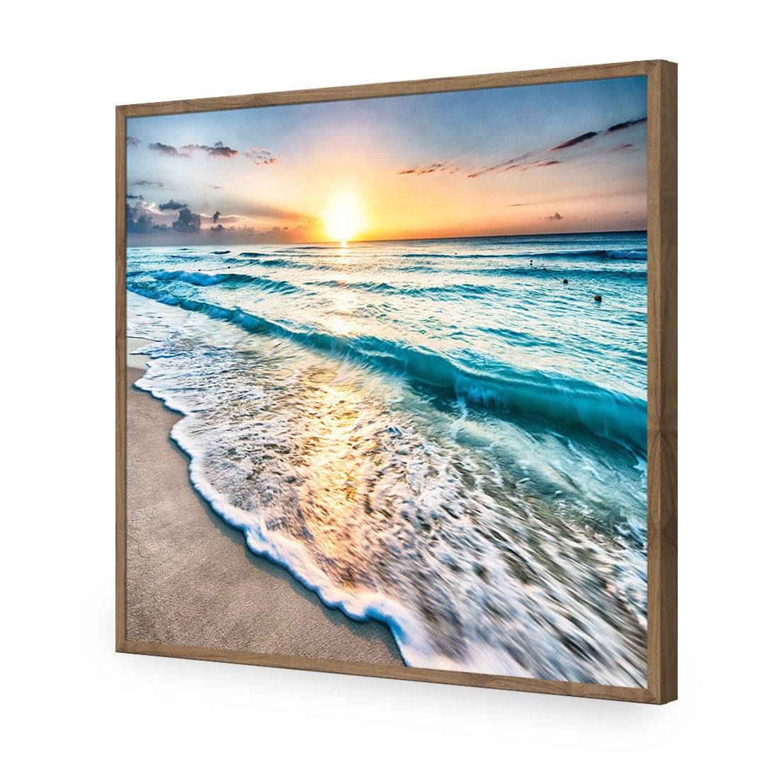 Glimmering Sunrise, Square-Acrylic-Wall Art Design-Without Border-Acrylic - Natural Frame-37x37cm-Wall Art Designs