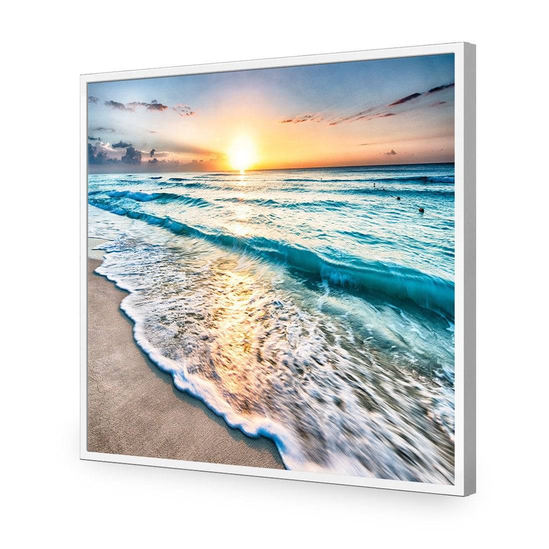 Glimmering Sunrise, Square-Acrylic-Wall Art Design-Without Border-Acrylic - White Frame-37x37cm-Wall Art Designs