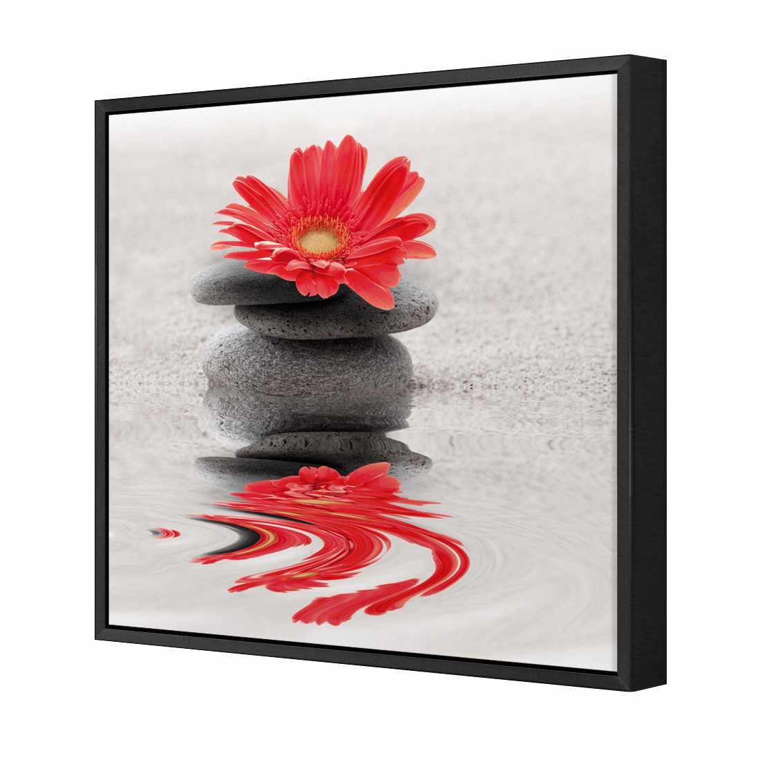 Red Flower Reflection Canvas Art-Canvas-Wall Art Designs-30x30cm-Canvas - Black Frame-Wall Art Designs