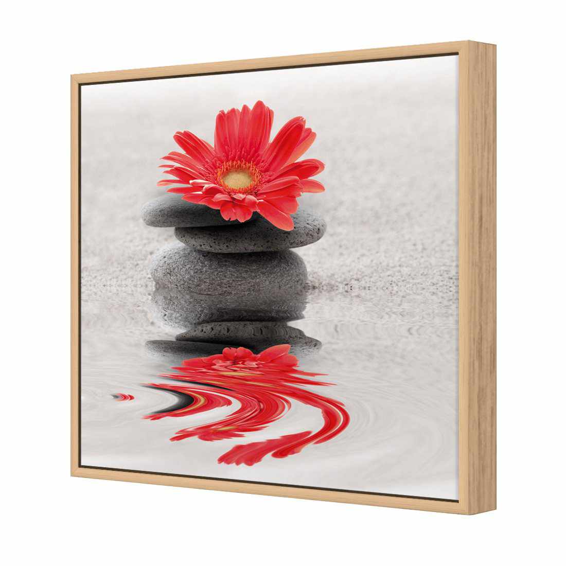 Red Flower Reflection Canvas Art-Canvas-Wall Art Designs-30x30cm-Canvas - Oak Frame-Wall Art Designs