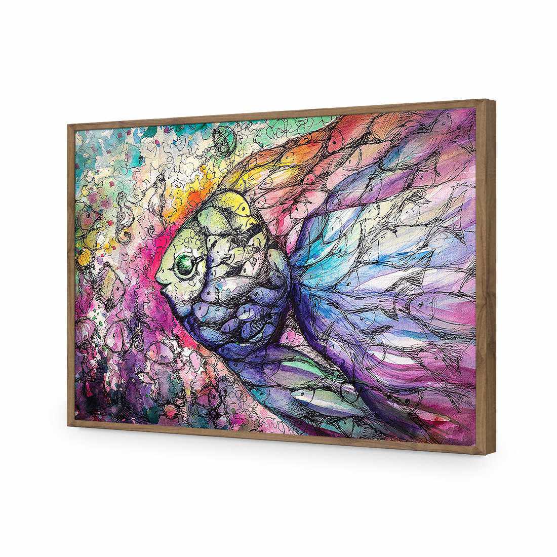 Scribblefish-Acrylic-Wall Art Design-Without Border-Acrylic - Natural Frame-45x30cm-Wall Art Designs