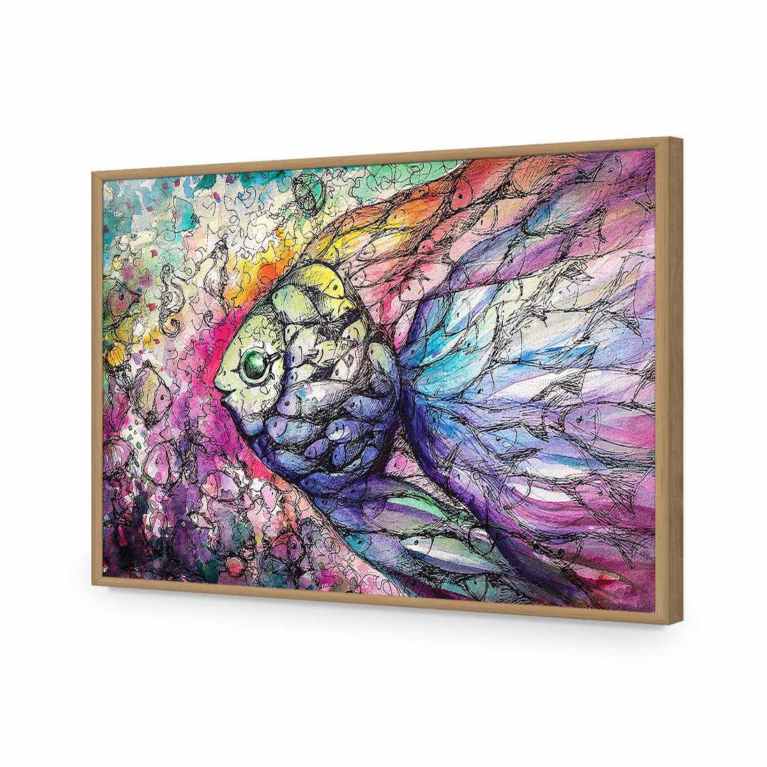 Scribblefish-Acrylic-Wall Art Design-Without Border-Acrylic - Oak Frame-45x30cm-Wall Art Designs