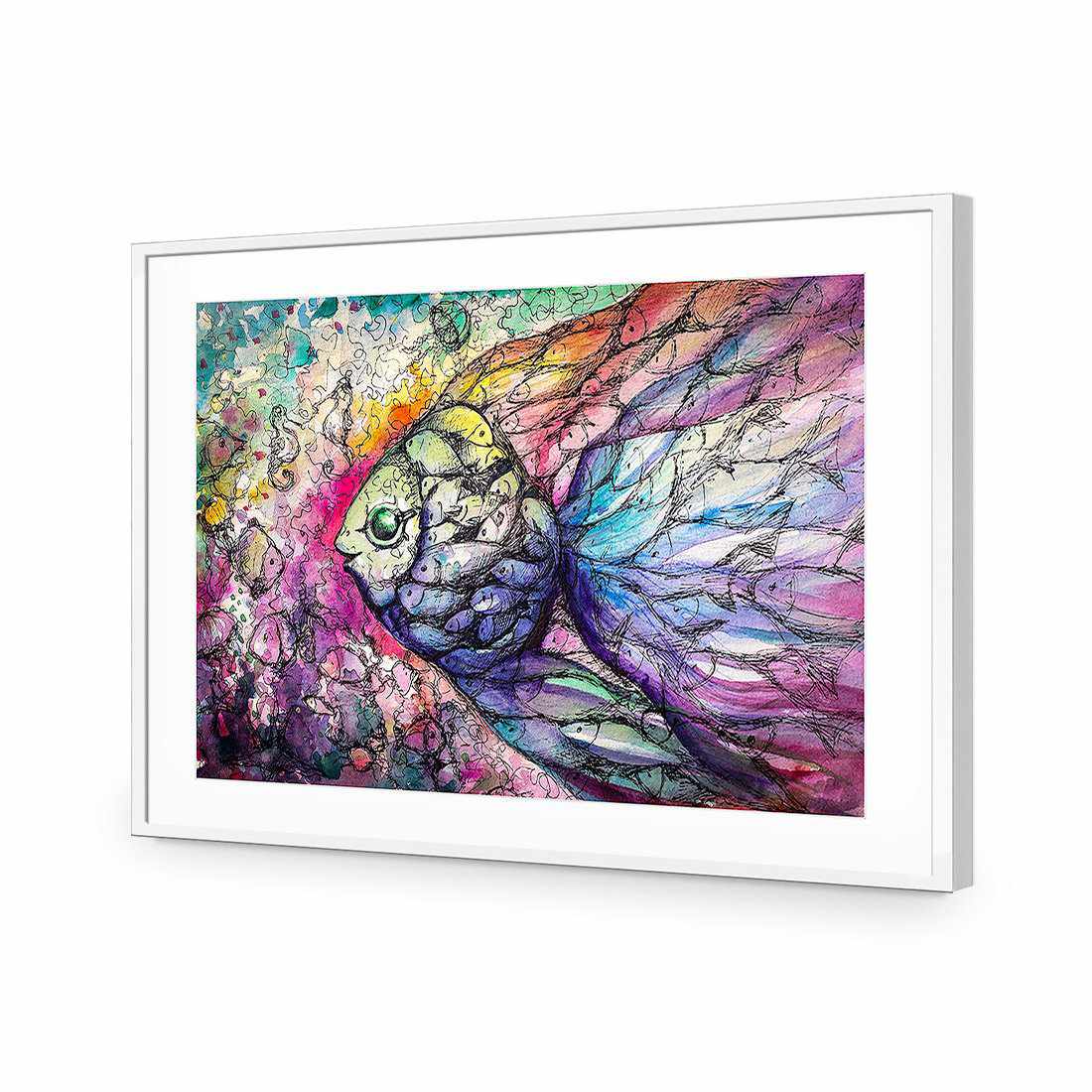 Scribblefish | Standard Acrylic | Flat Frame With Border | White