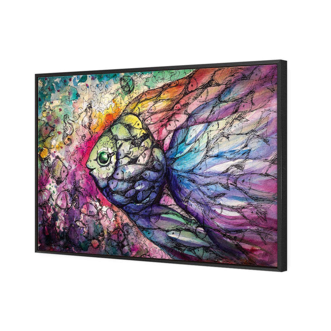 Scribblefish | Standard Canvas | Floating Frame | Black